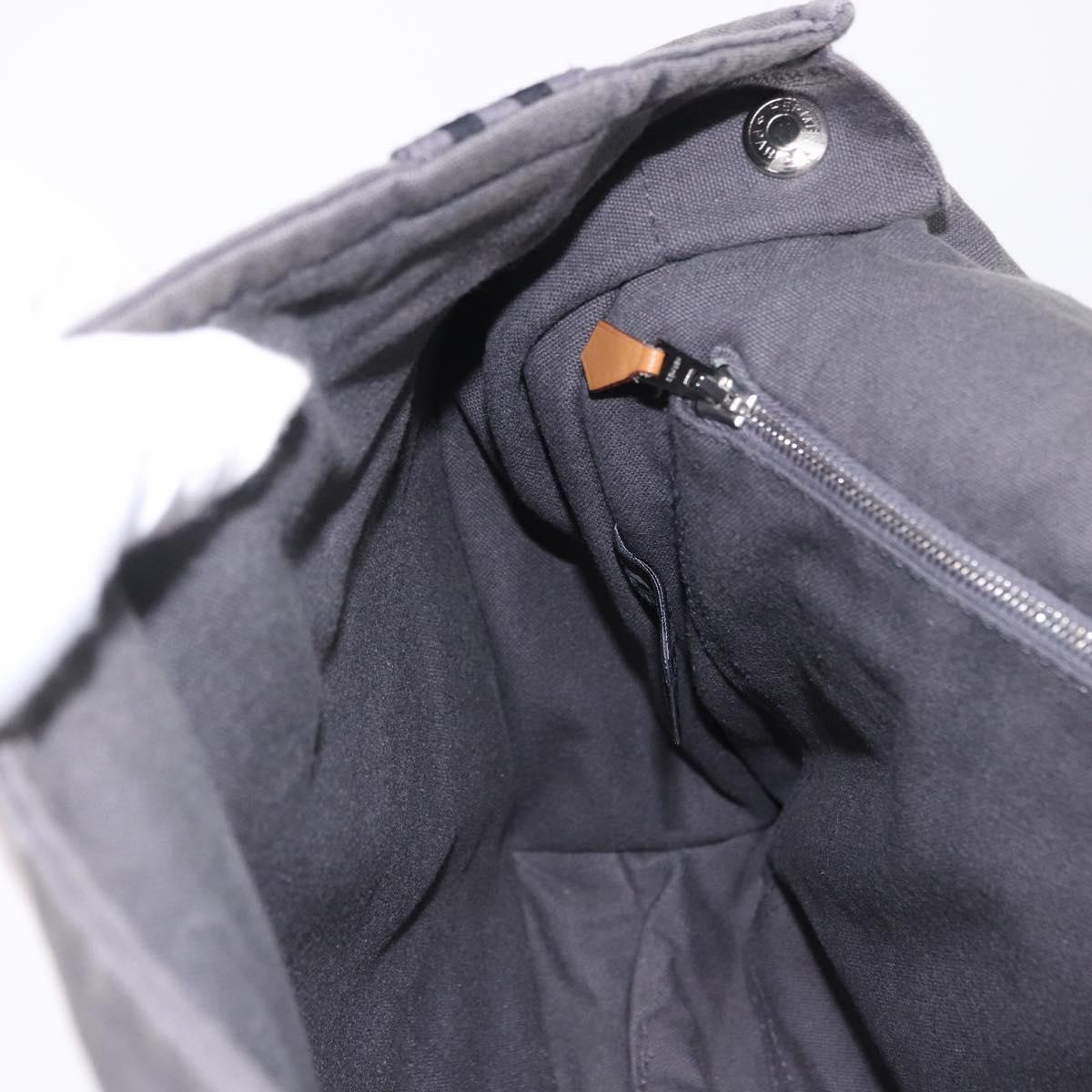 HERMES Fourre Tout Bassas MM Shoulder Bag Canvas Gray Silver Auth 194155