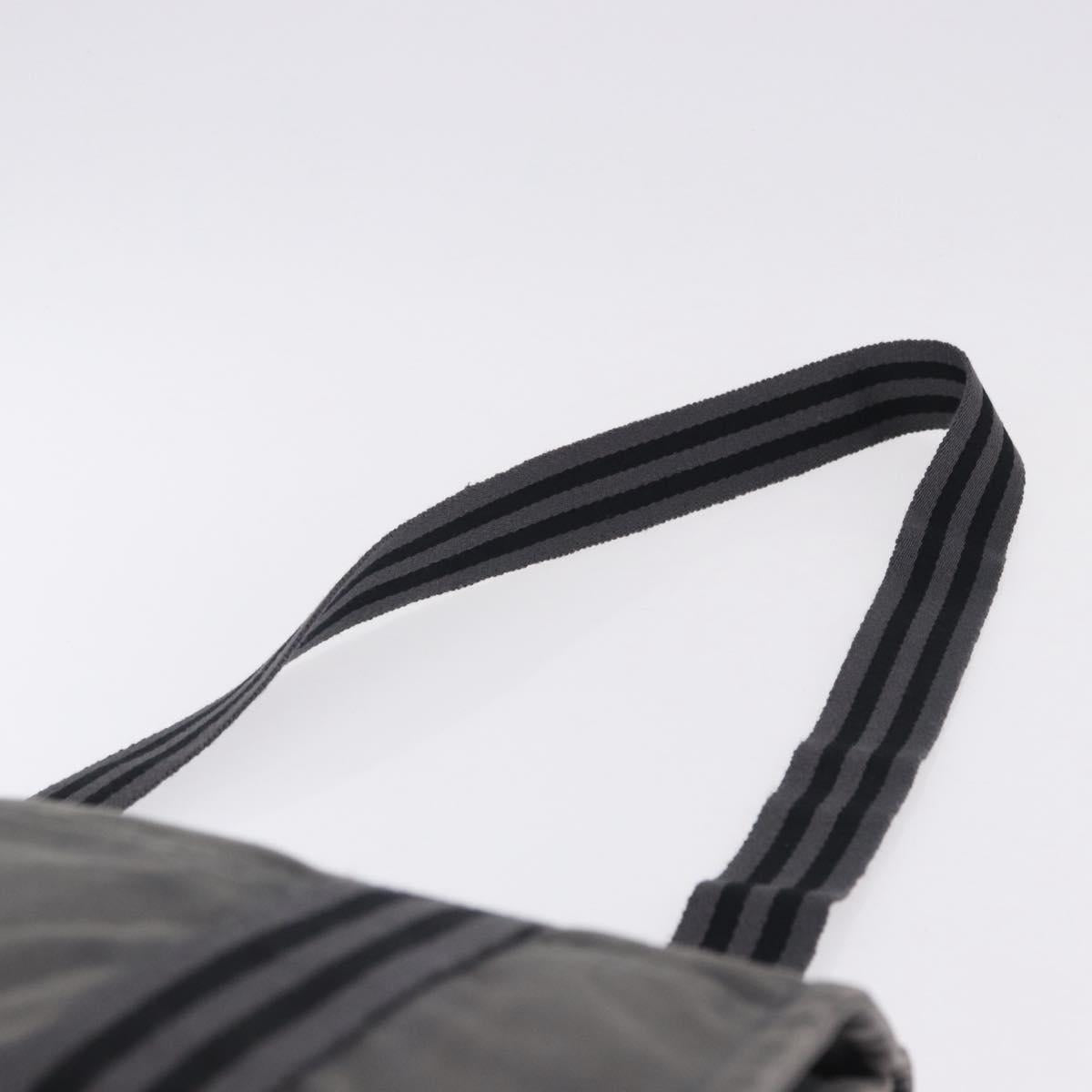 HERMES Fourre Tout Bassas MM Shoulder Bag Canvas Gray Silver Auth 194155