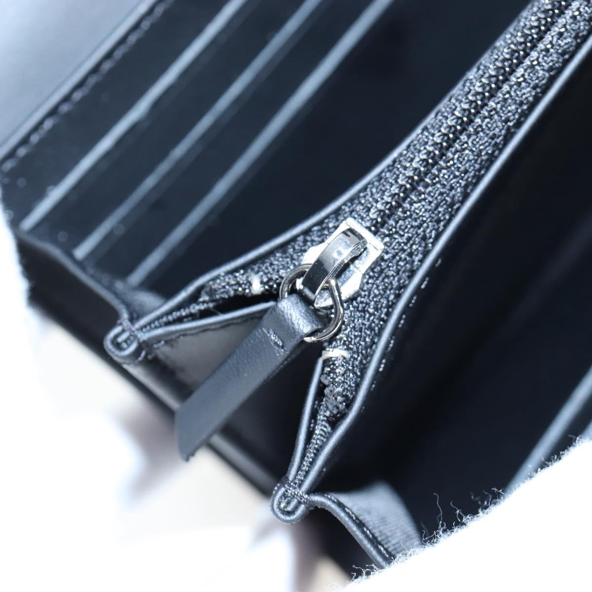 CHANEL Brilliant Matelasse Long Wallet Patent Black Silver CC Auth 194160M