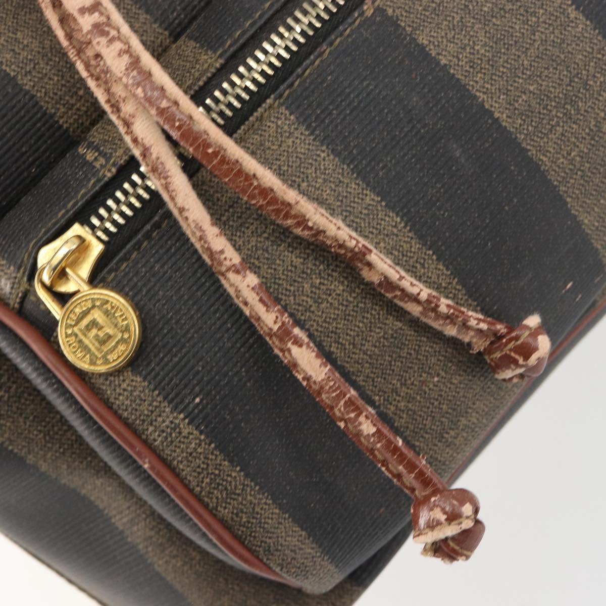 FENDI Pecan Backpack PVC Leather Brown Gold Tone Auth 194161