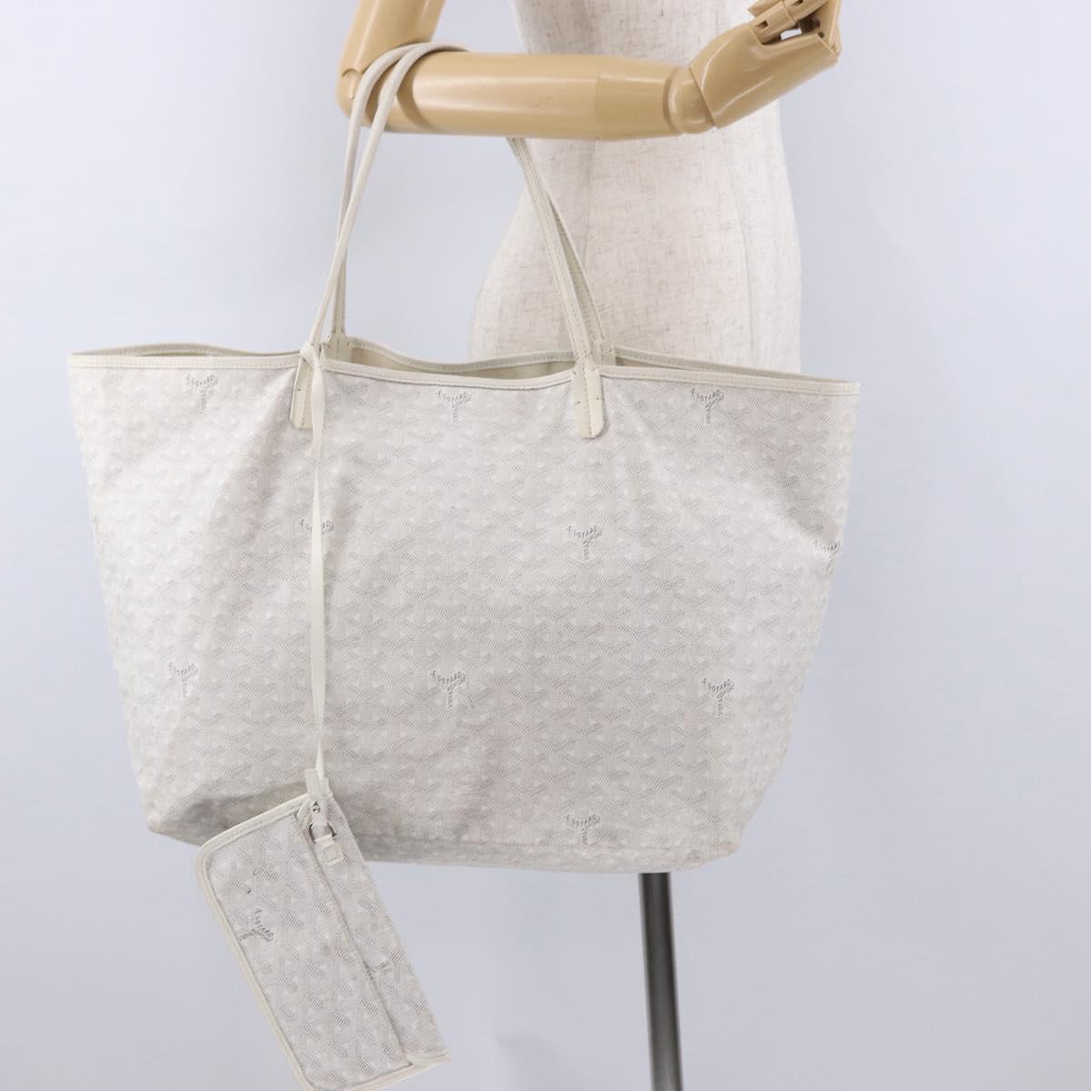 GOYARD Herringbone Saint Louis GM Tote Bag PVC White Auth 194163