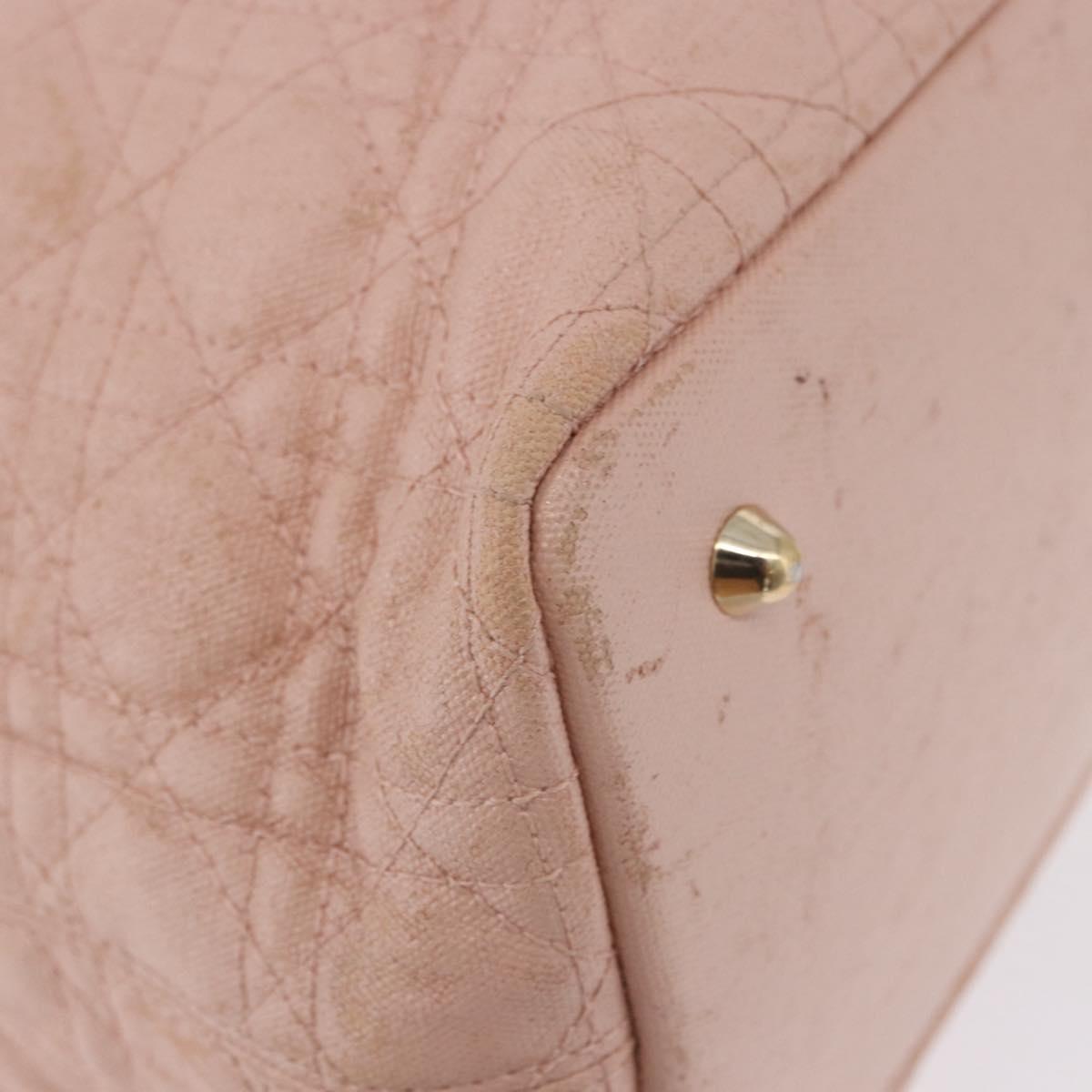 Christian Dior Canage Hand Bag Canvas Pink Gold Tone Auth 194165