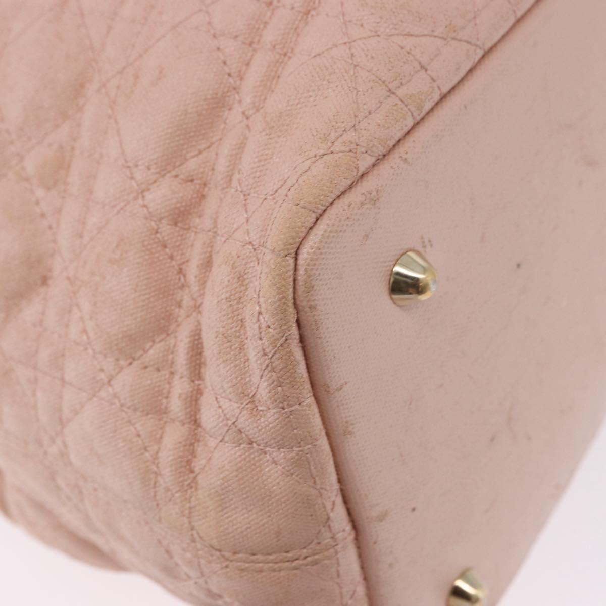 Christian Dior Canage Hand Bag Canvas Pink Gold Tone Auth 194165