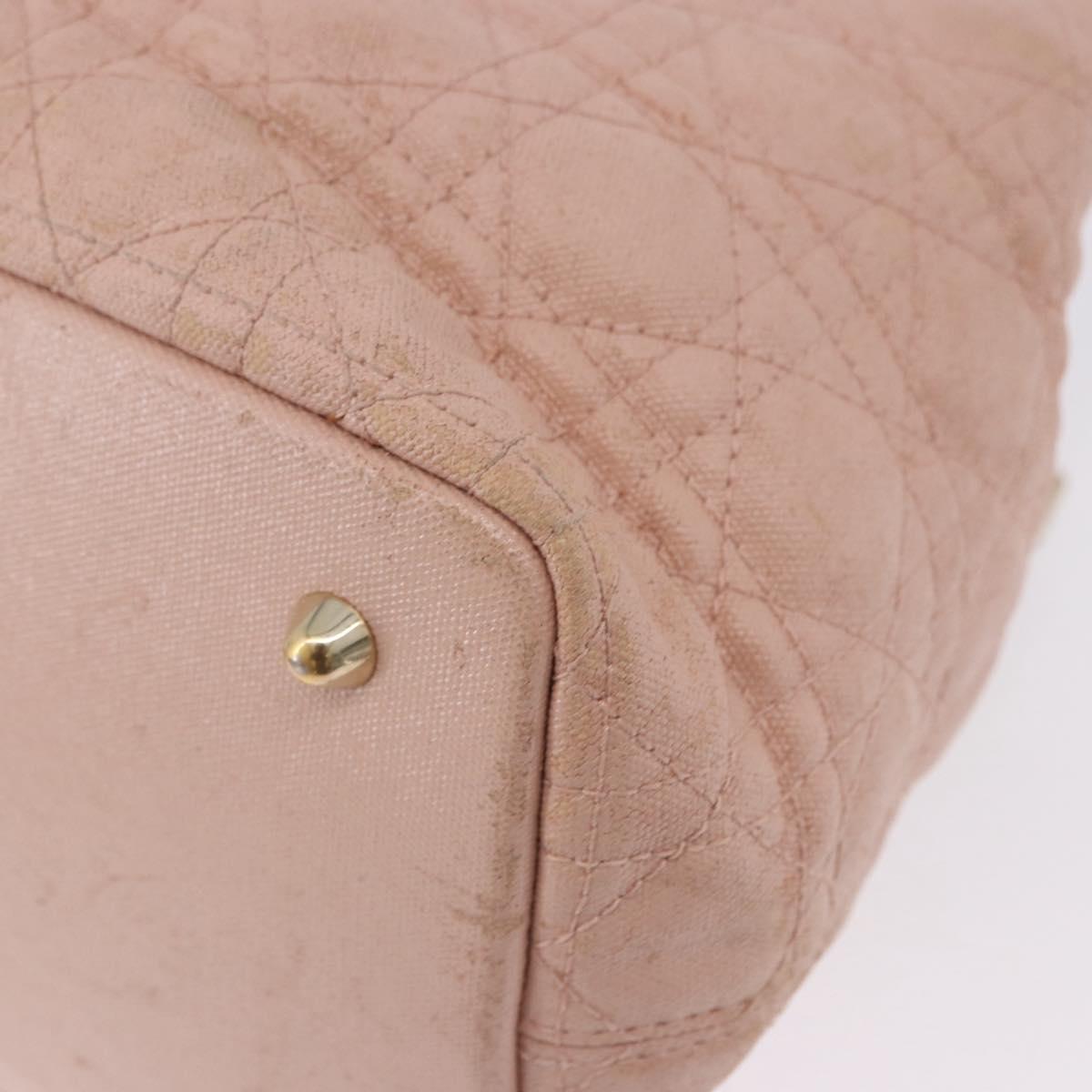 Christian Dior Canage Hand Bag Canvas Pink Gold Tone Auth 194165