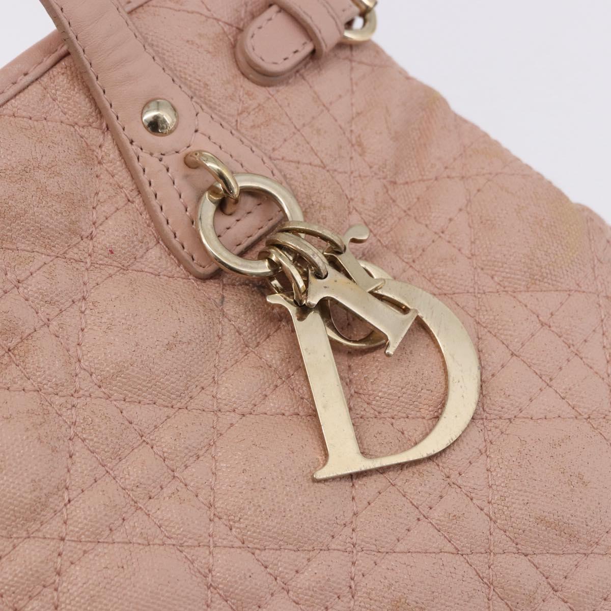 Christian Dior Canage Hand Bag Canvas Pink Gold Tone Auth 194165