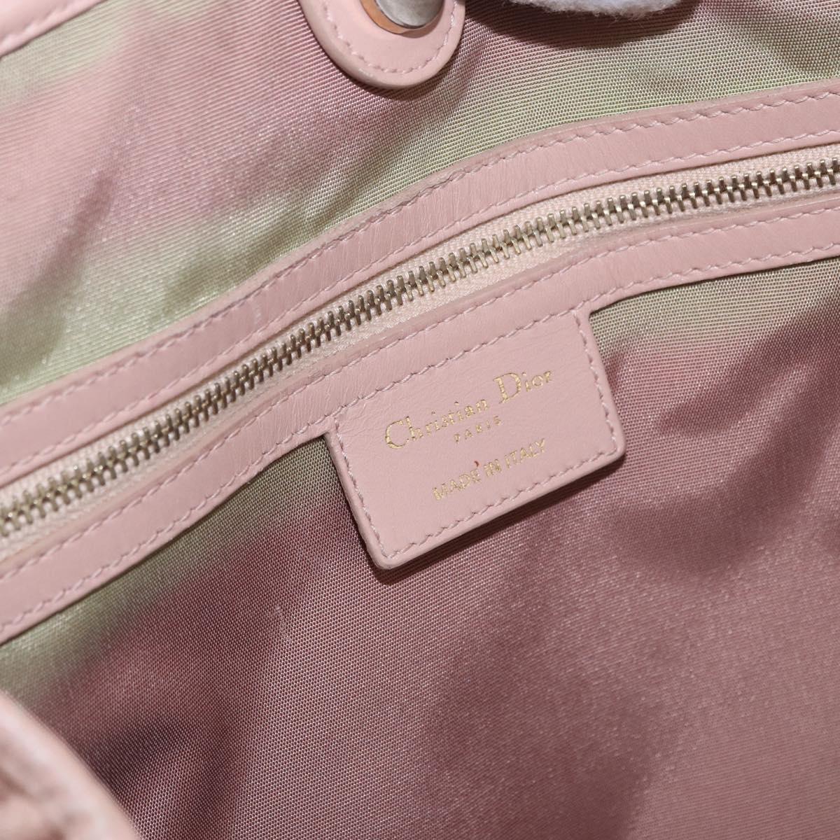 Christian Dior Canage Hand Bag Canvas Pink Gold Tone Auth 194165