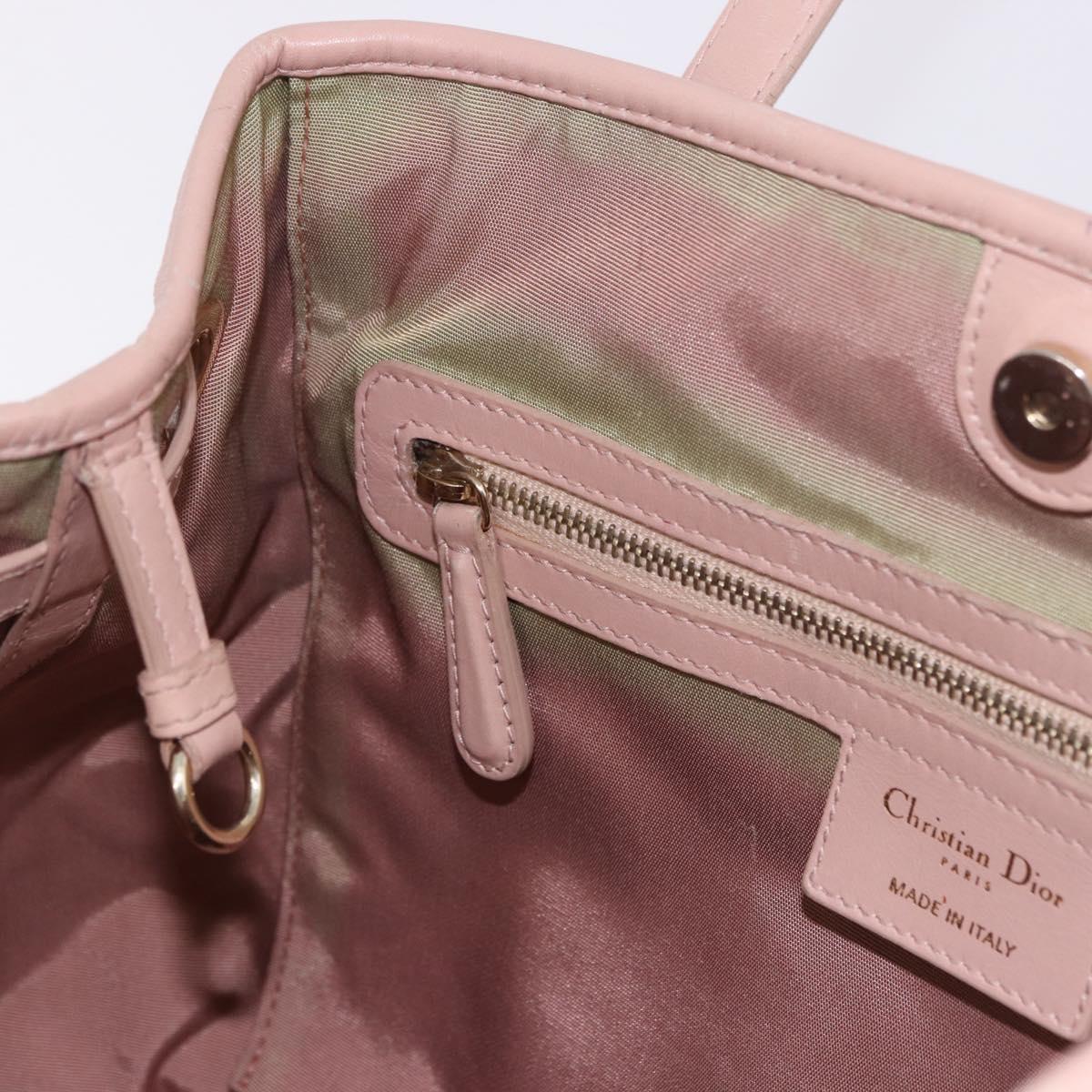 Christian Dior Canage Hand Bag Canvas Pink Gold Tone Auth 194165