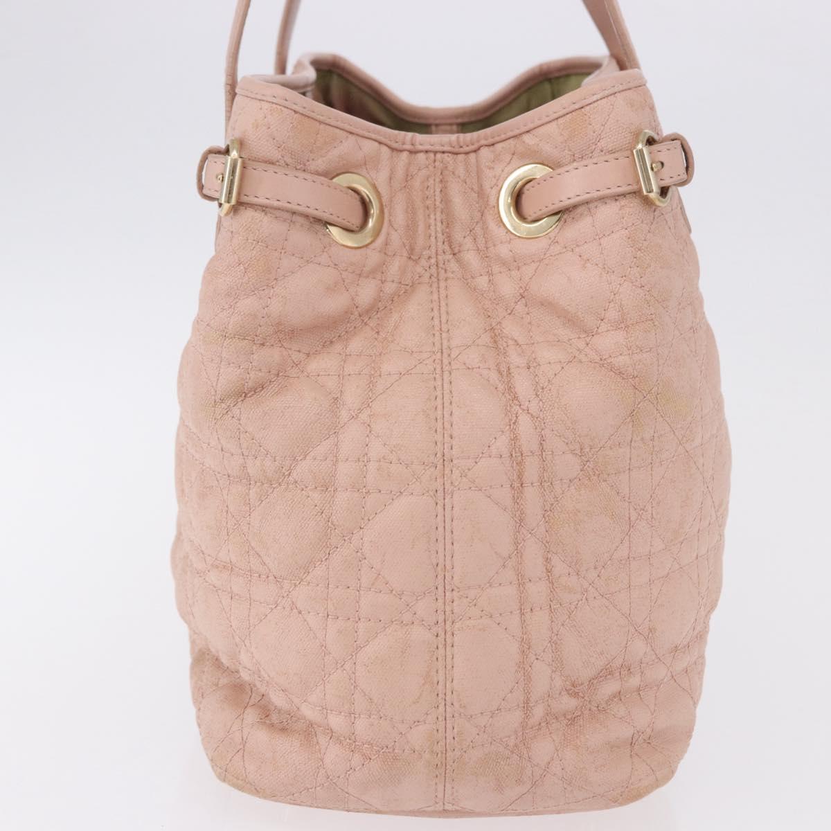 Christian Dior Canage Hand Bag Canvas Pink Gold Tone Auth 194165