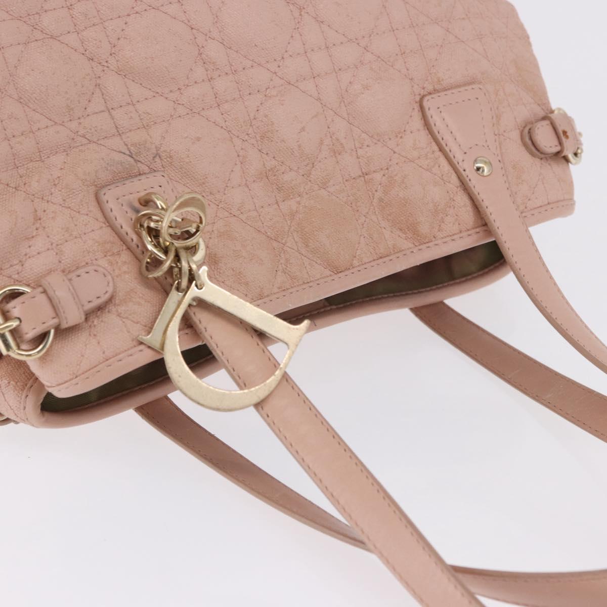 Christian Dior Canage Hand Bag Canvas Pink Gold Tone Auth 194165