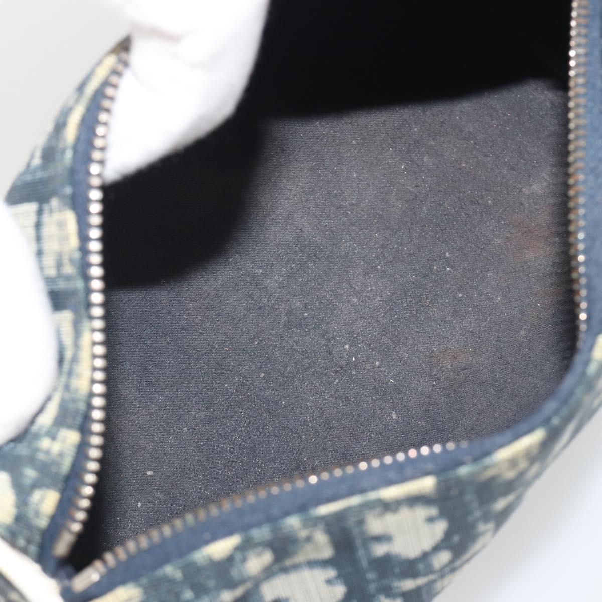 Christian Dior Trotter Pouch PVC Leather Blue White Auth 194167