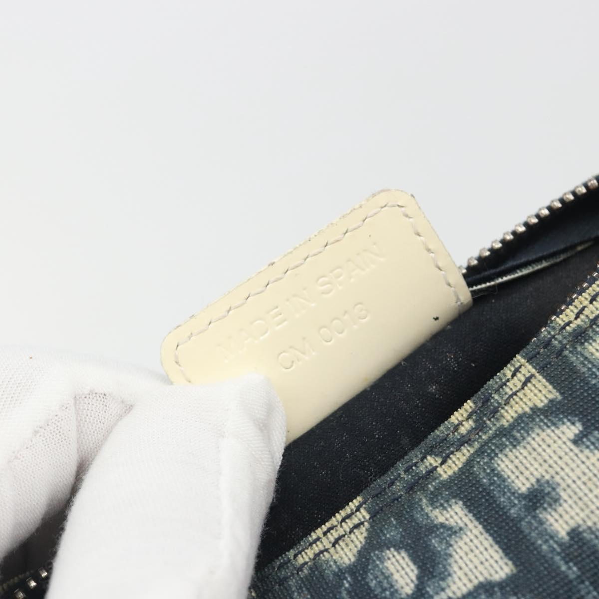 Christian Dior Trotter Pouch PVC Leather Blue White Auth 194167