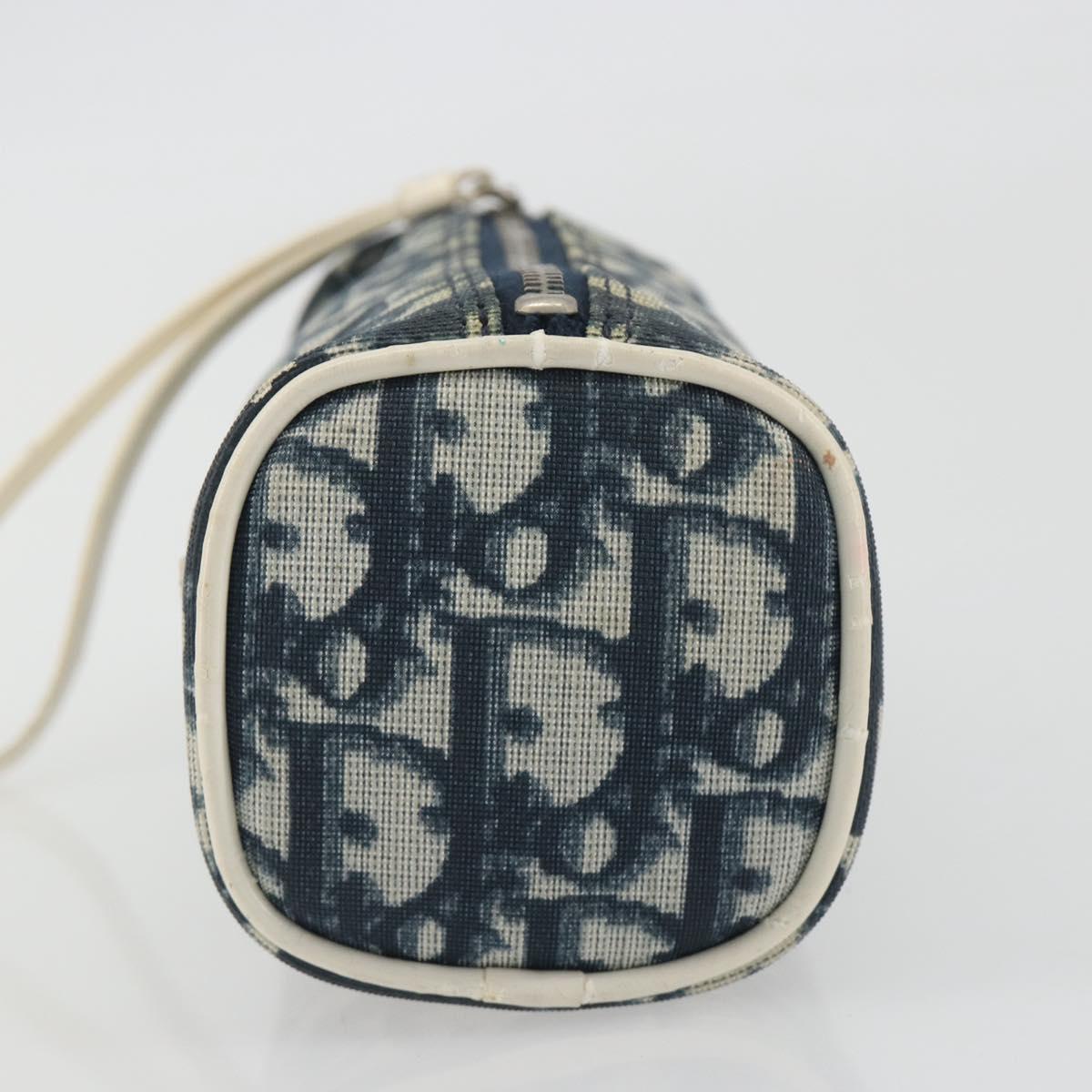 Christian Dior Trotter Pouch PVC Leather Blue White Auth 194167