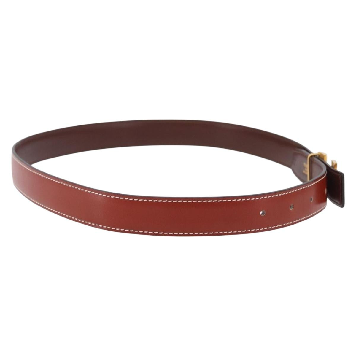 HERMES Constance Mini H Belt Leather Brown Gold Tone Auth 194168M