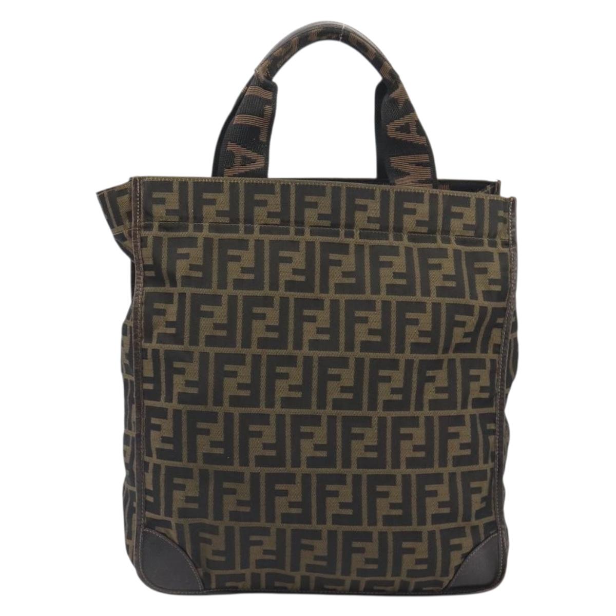 FENDI Zucca Canvas Hand Bag Brown Auth 194169