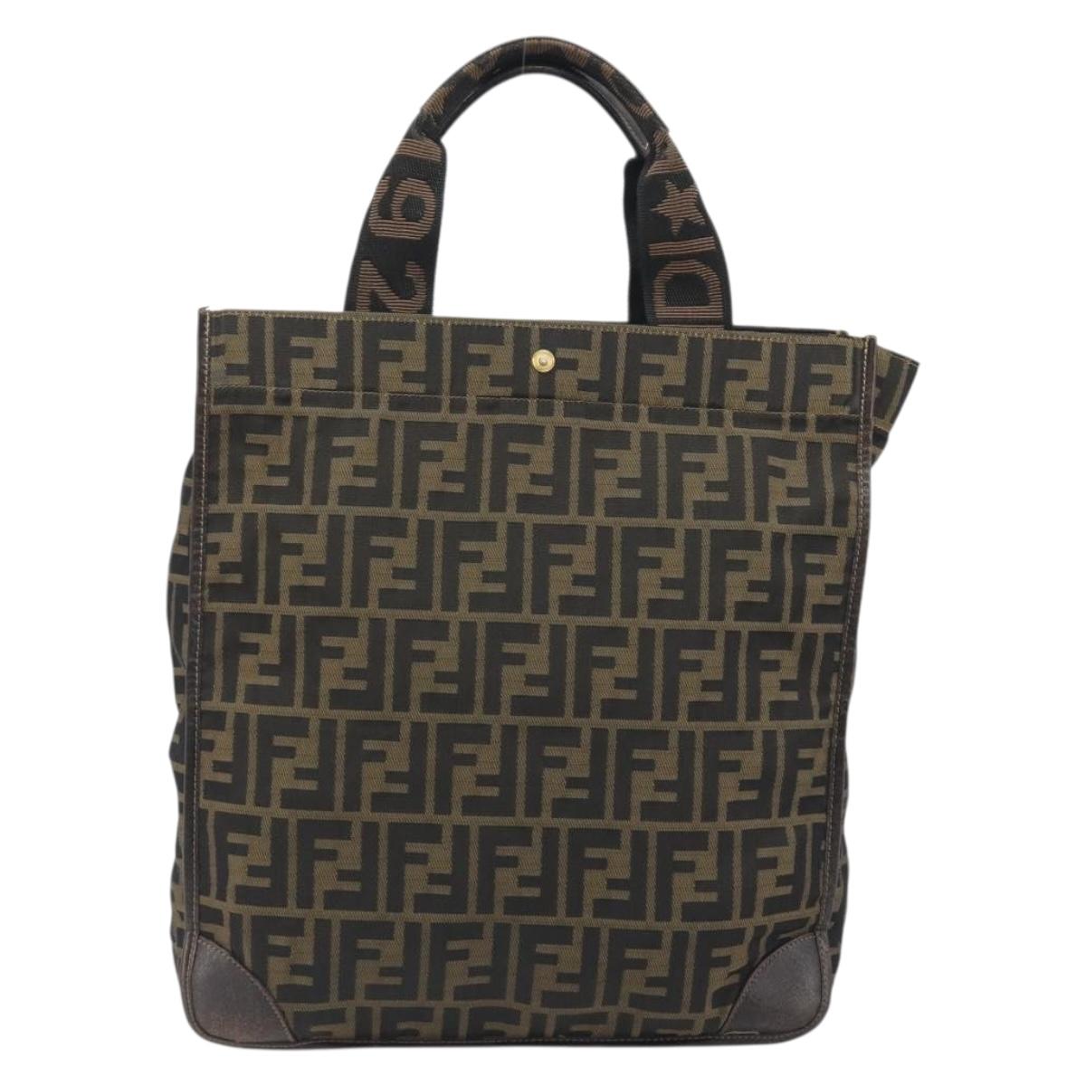 FENDI Zucca Canvas Hand Bag Brown Auth 194169