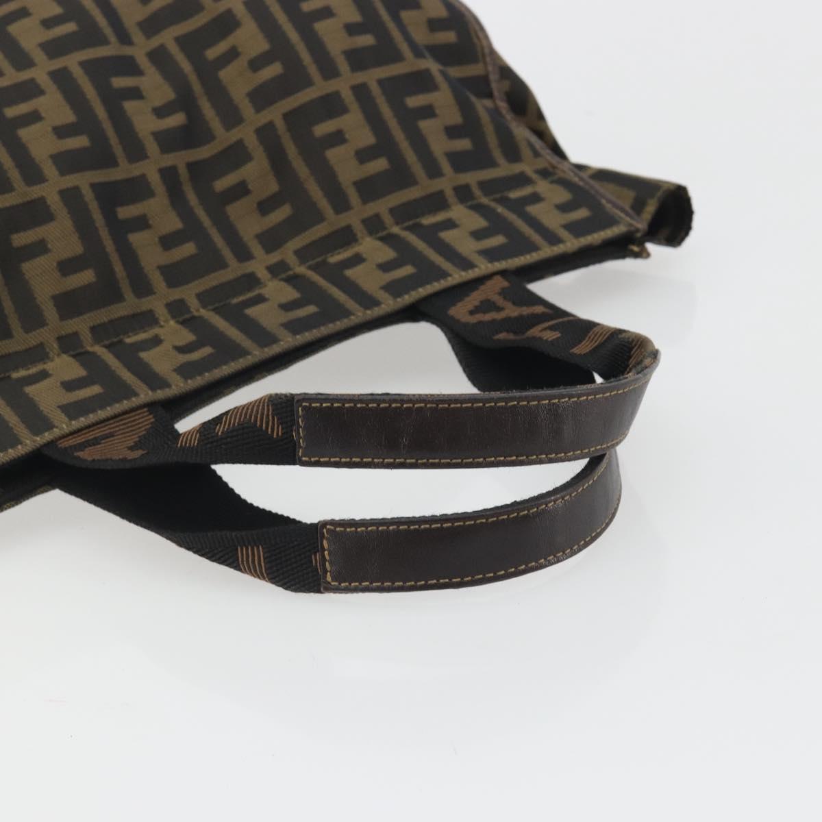 FENDI Zucca Canvas Hand Bag Brown Auth 194169