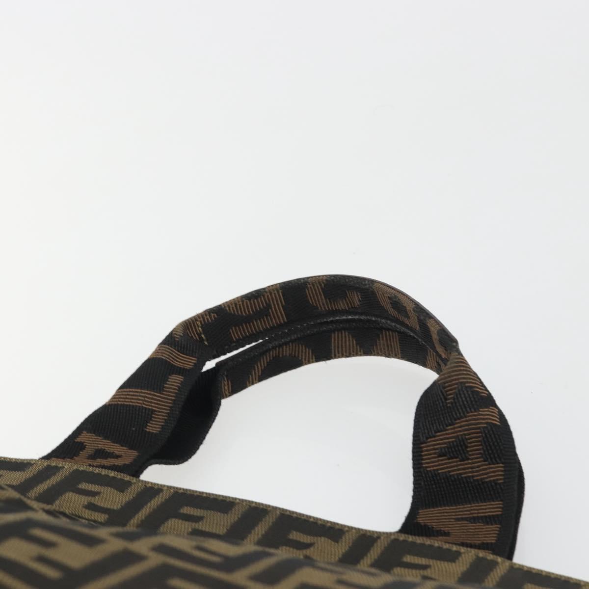 FENDI Zucca Canvas Hand Bag Brown Auth 194169