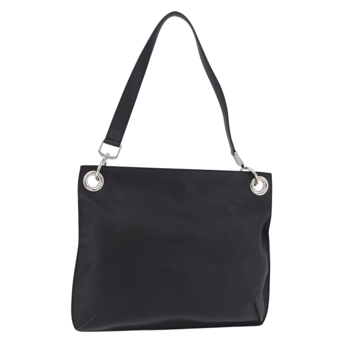 LOEWE Shoulder Bag Leather Black Silver Auth 194173A