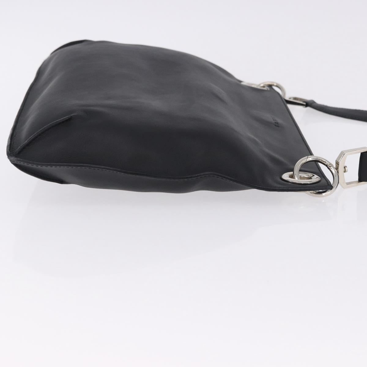 LOEWE Shoulder Bag Leather Black Silver Auth 194173A