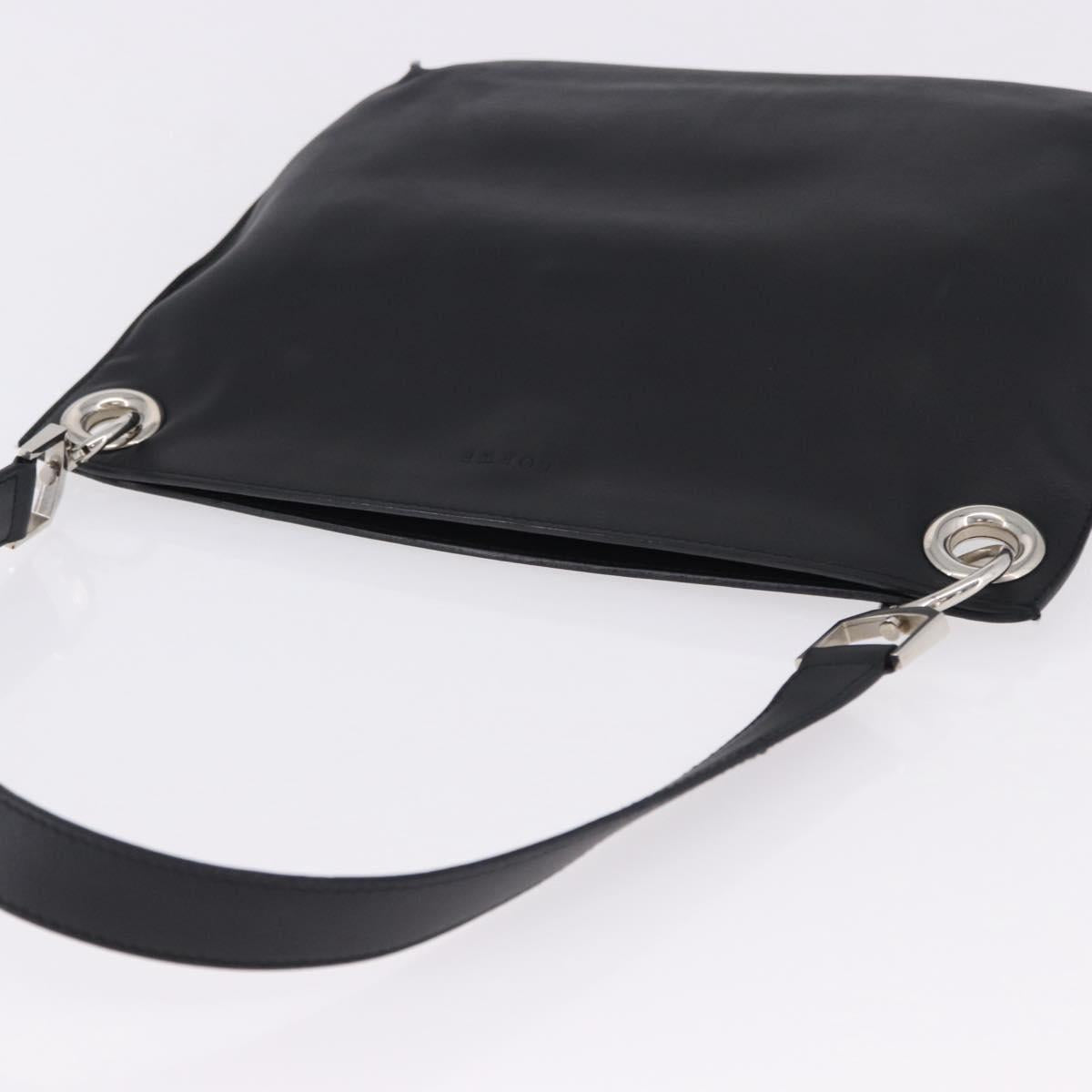 LOEWE Shoulder Bag Leather Black Silver Auth 194173A
