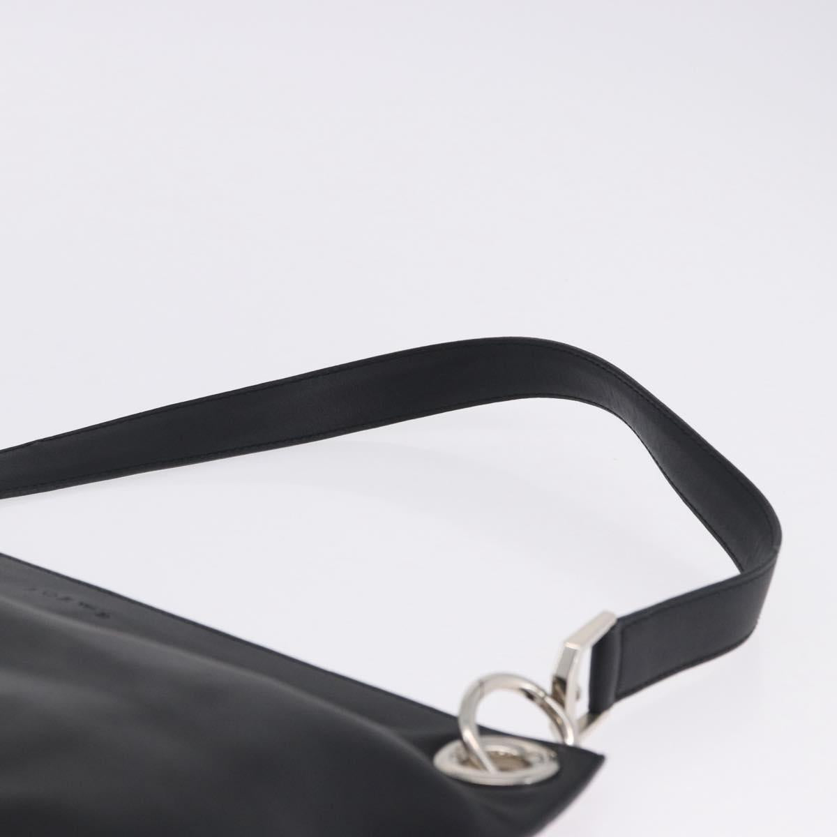 LOEWE Shoulder Bag Leather Black Silver Auth 194173A