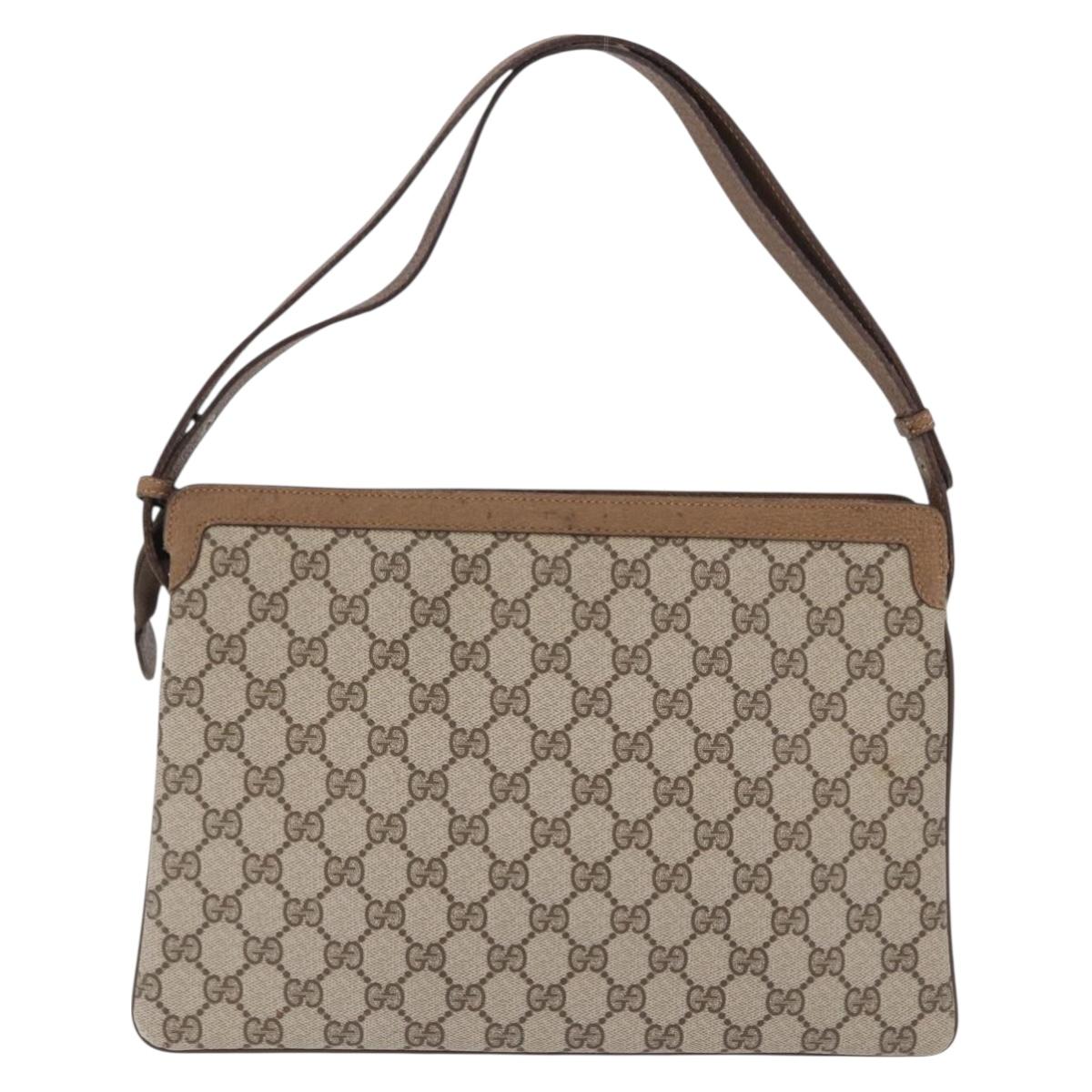 GUCCI GG Supreme Web Sherry Line Shoulder Bag PVC Beige 14 02 013 Auth 194174