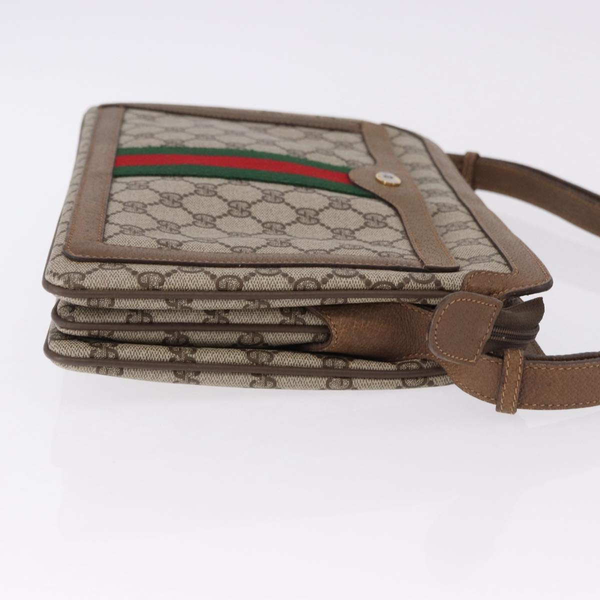GUCCI GG Supreme Web Sherry Line Shoulder Bag PVC Beige 14 02 013 Auth 194174