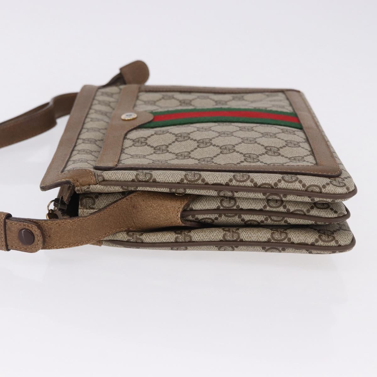 GUCCI GG Supreme Web Sherry Line Shoulder Bag PVC Beige 14 02 013 Auth 194174