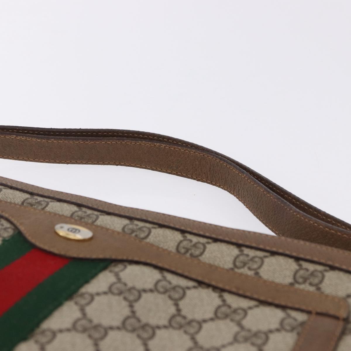 GUCCI GG Supreme Web Sherry Line Shoulder Bag PVC Beige 14 02 013 Auth 194174