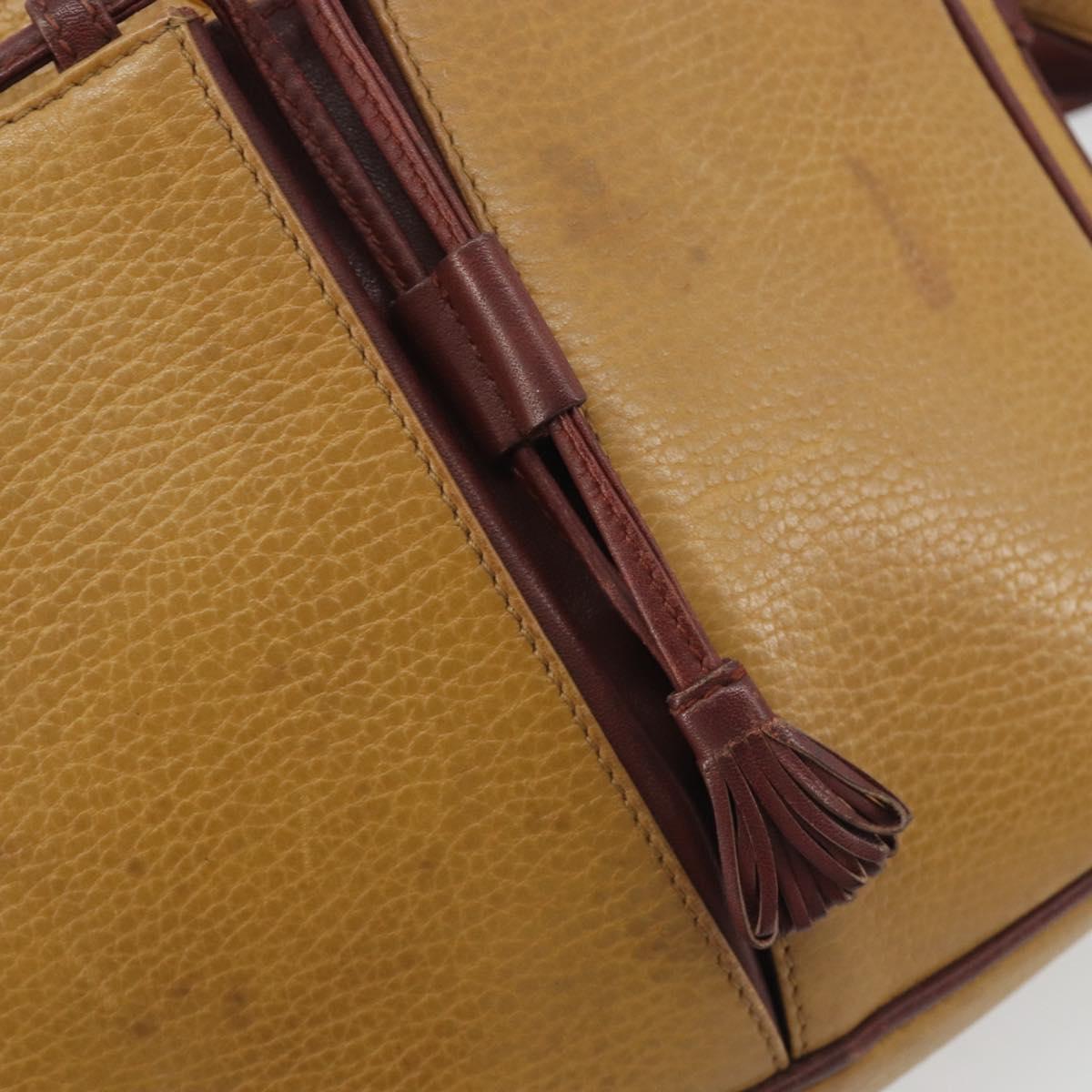 CARTIER Must Line Shoulder Bag Leather Beige Gold Auth 194176