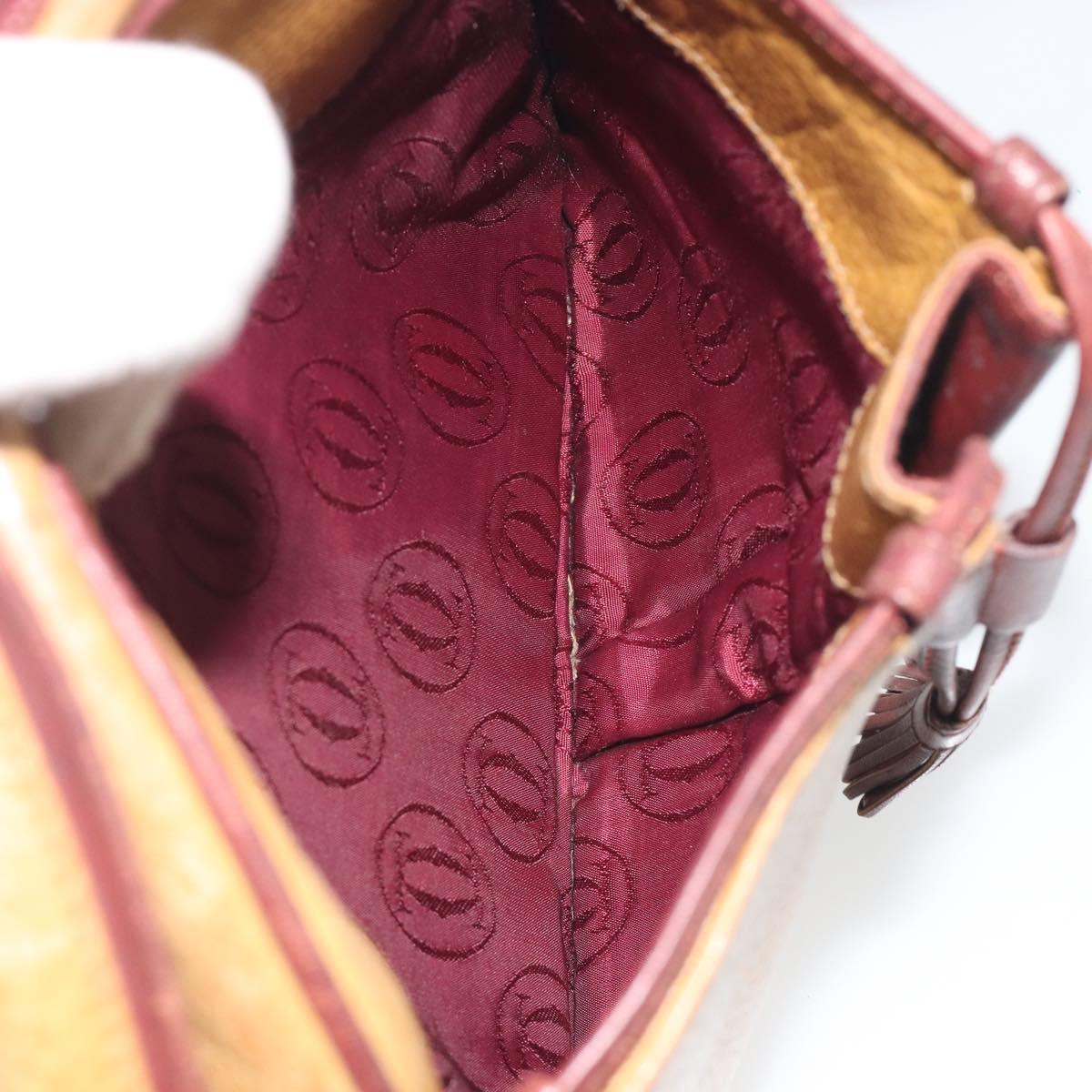 CARTIER Must Line Shoulder Bag Leather Beige Gold Auth 194176