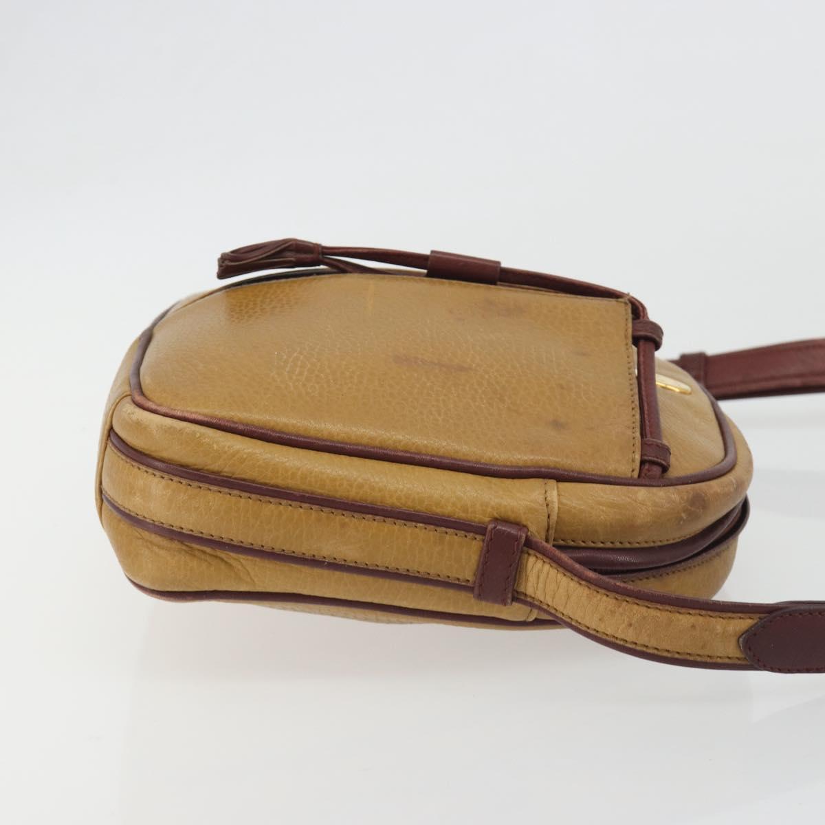 CARTIER Must Line Shoulder Bag Leather Beige Gold Auth 194176