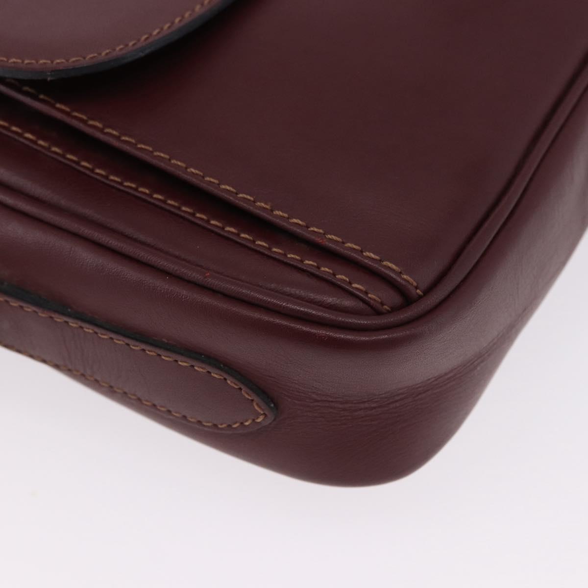 CARTIER Must Line Shoulder Bag Leather Bordeaux Gold Tone Auth 194177A