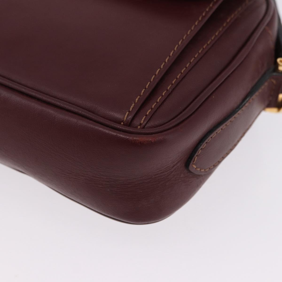 CARTIER Must Line Shoulder Bag Leather Bordeaux Gold Tone Auth 194177A