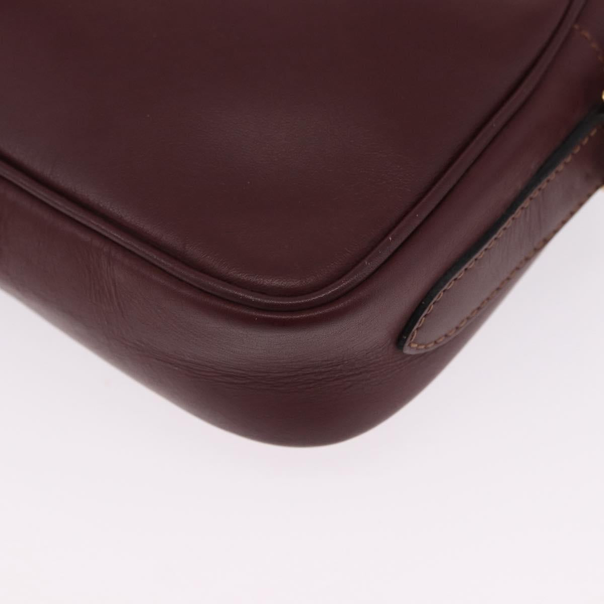 CARTIER Must Line Shoulder Bag Leather Bordeaux Gold Tone Auth 194177A