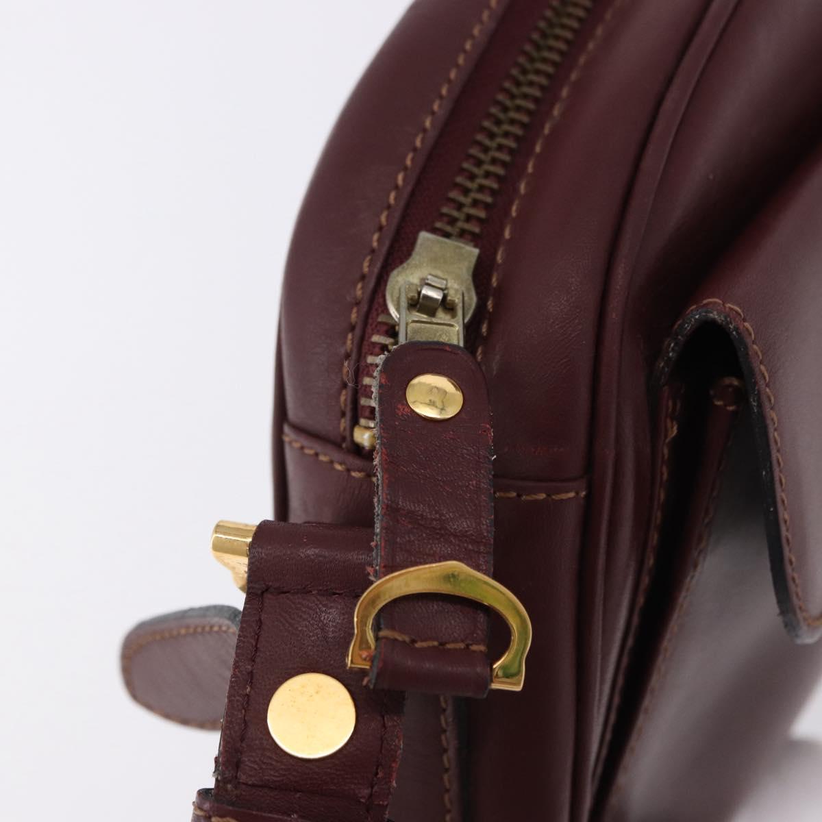 CARTIER Must Line Shoulder Bag Leather Bordeaux Gold Tone Auth 194177A