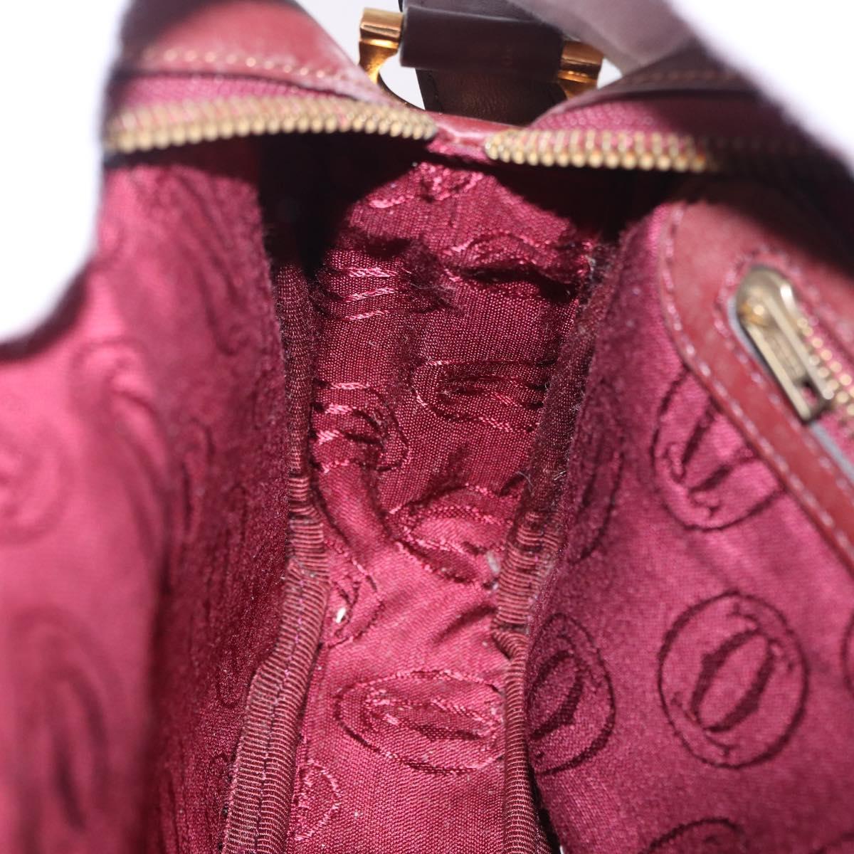 CARTIER Must Line Shoulder Bag Leather Bordeaux Gold Tone Auth 194177A