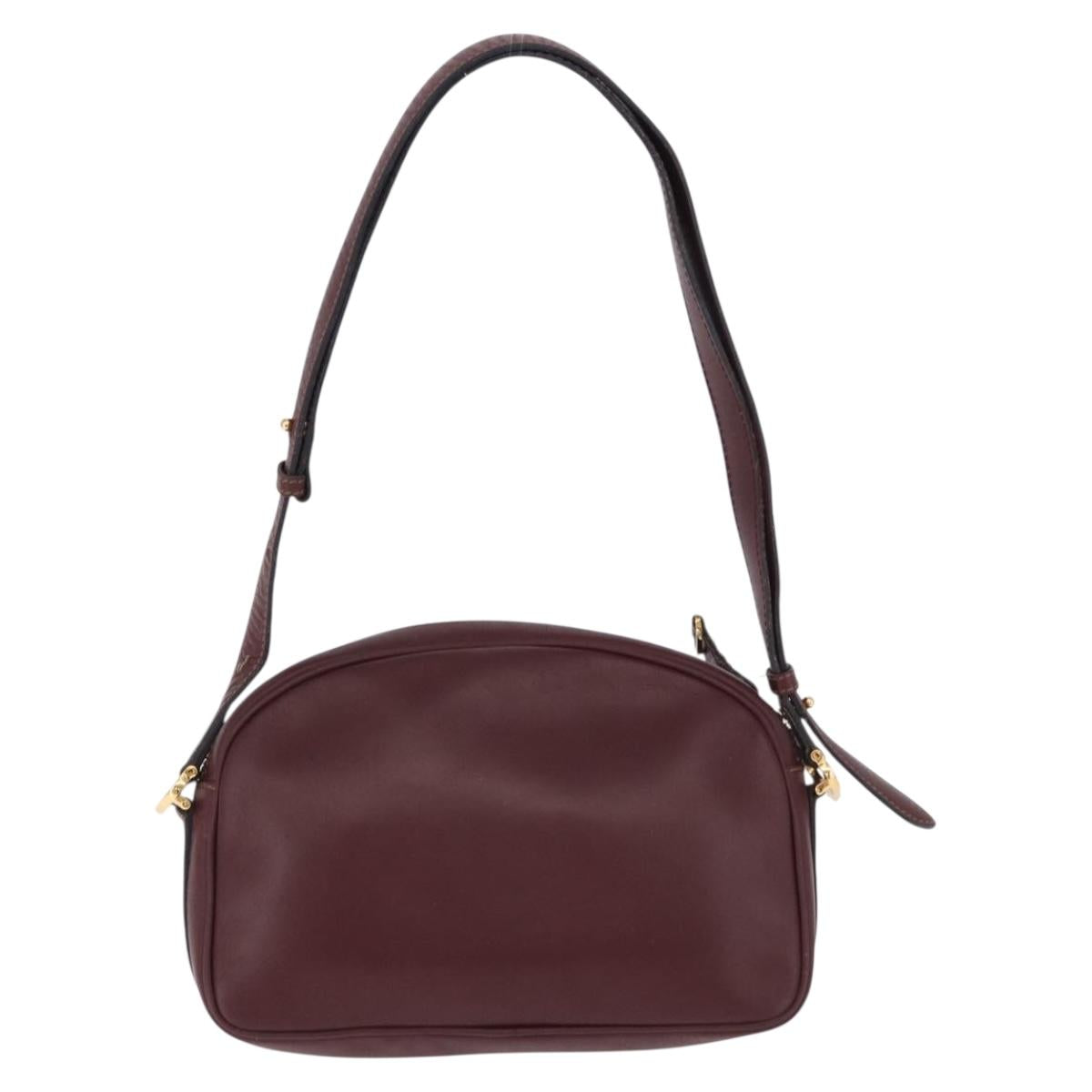 CARTIER Must Line Shoulder Bag Leather Bordeaux Gold Tone Auth 194177A