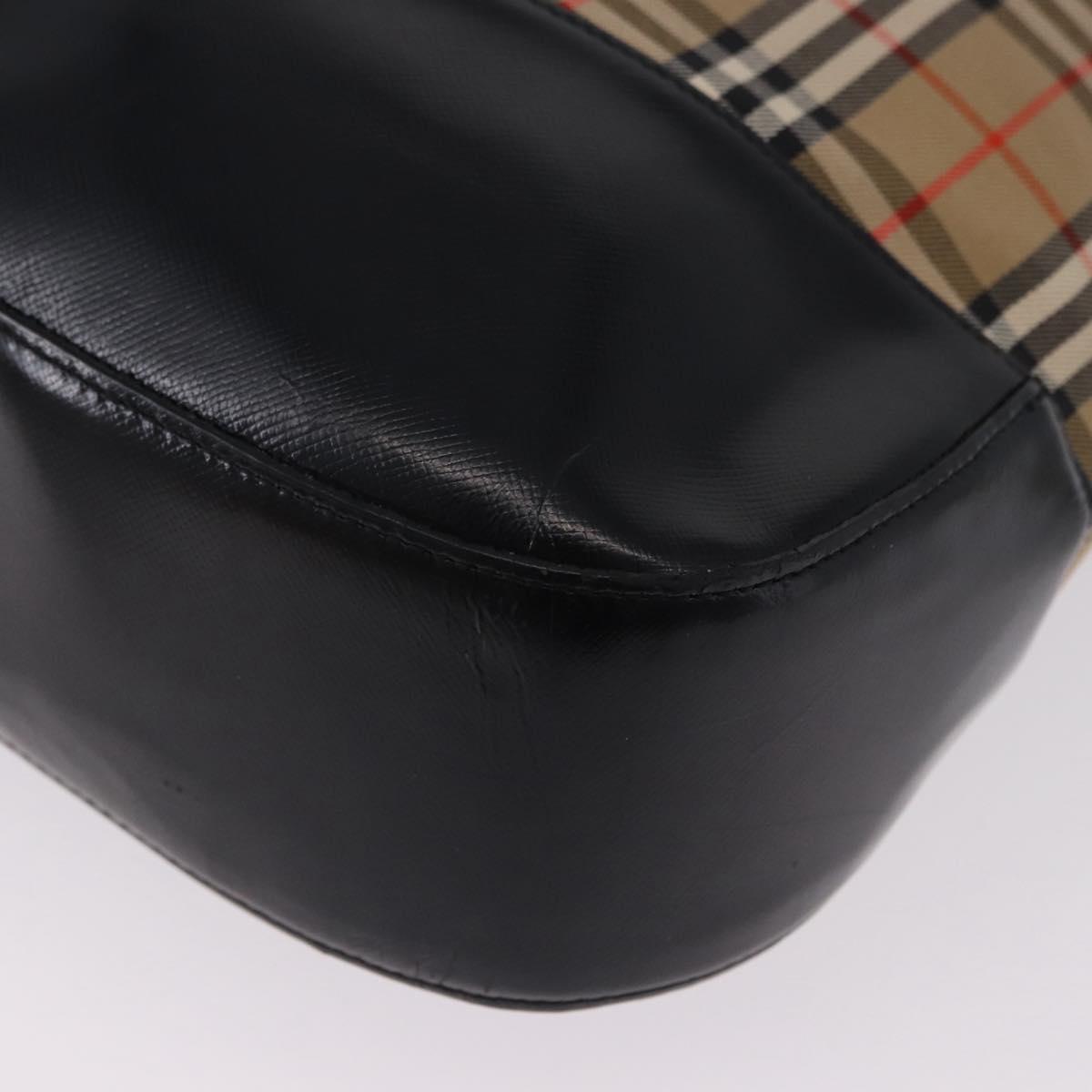 Burberrys Nova Check Shoulder Bag Canvas Beige Black Auth 194178A