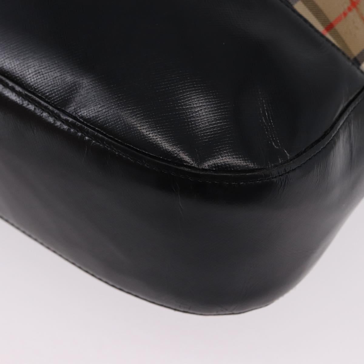Burberrys Nova Check Shoulder Bag Canvas Beige Black Auth 194178A
