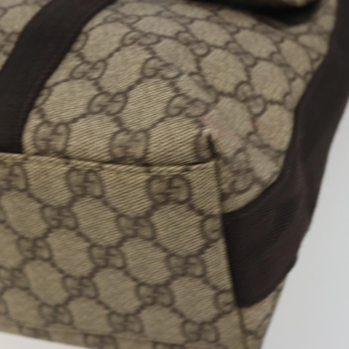 GUCCI GG Supreme Shoulder Bag PVC Leather Beige Silver 122373 Auth 194179A