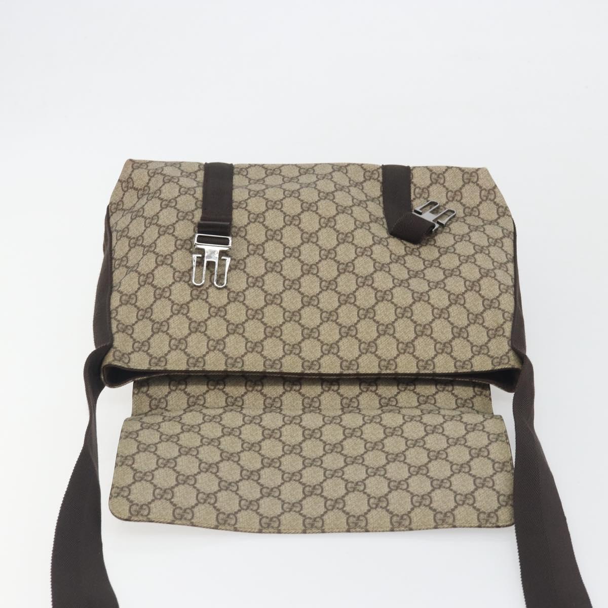 GUCCI GG Supreme Shoulder Bag PVC Leather Beige Silver 122373 Auth 194179A