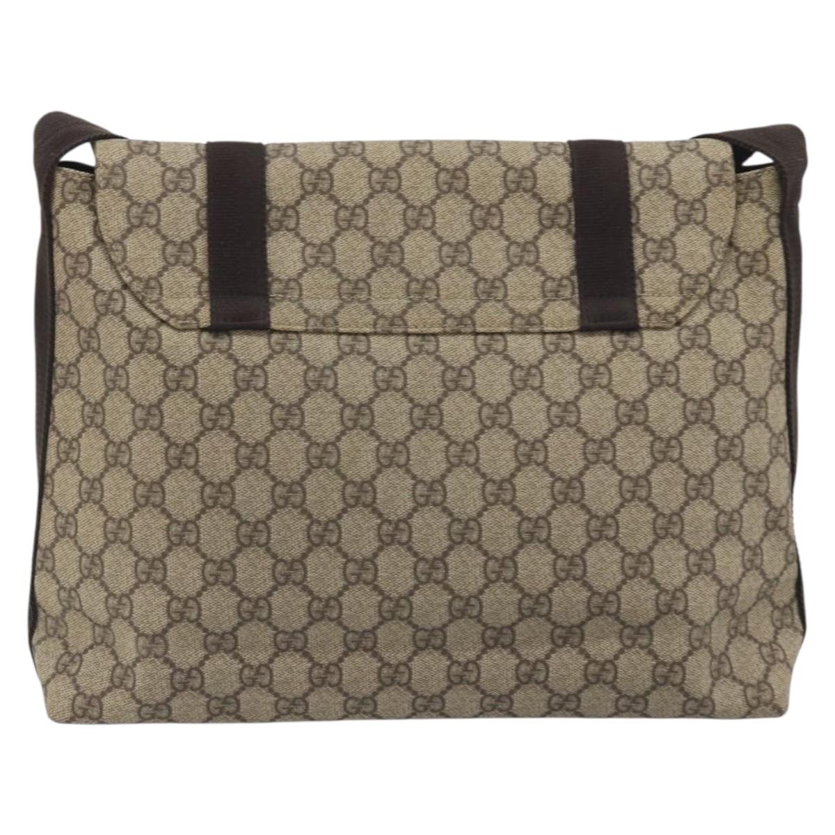 GUCCI GG Supreme Shoulder Bag PVC Leather Beige Silver 122373 Auth 194179A