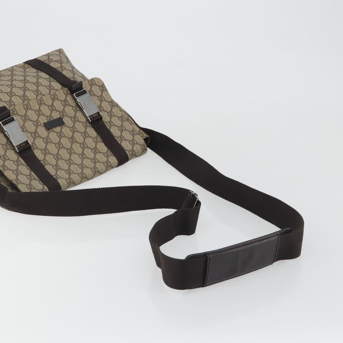 GUCCI GG Supreme Shoulder Bag PVC Leather Beige Silver 122373 Auth 194179A