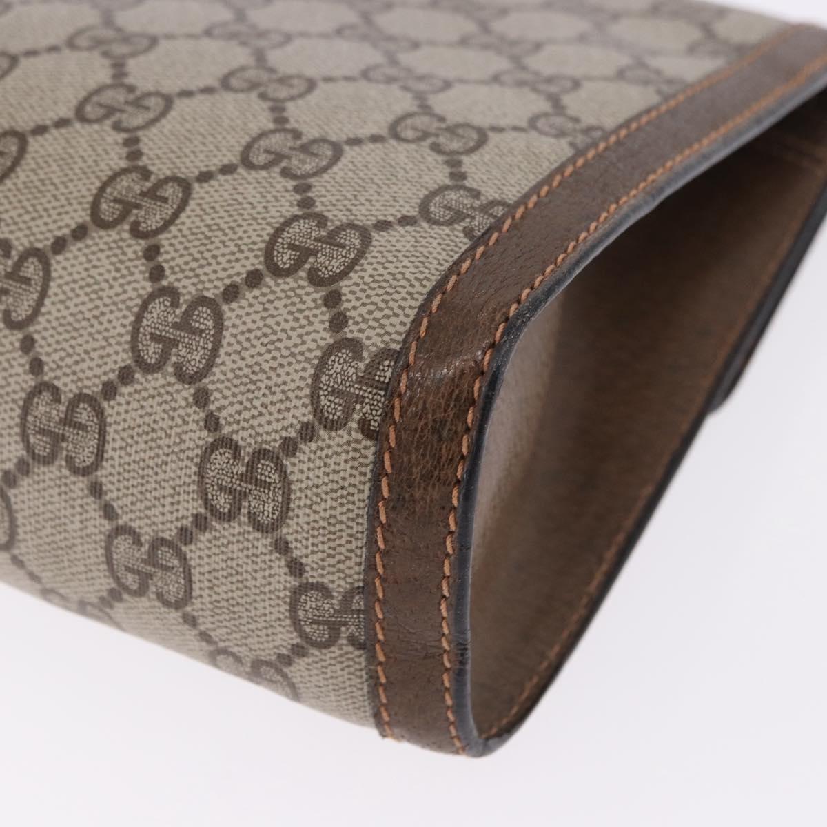 GUCCI GG Supreme Web Sherry Line Clutch Bag PVC Beige 89 01 007 Auth 194188