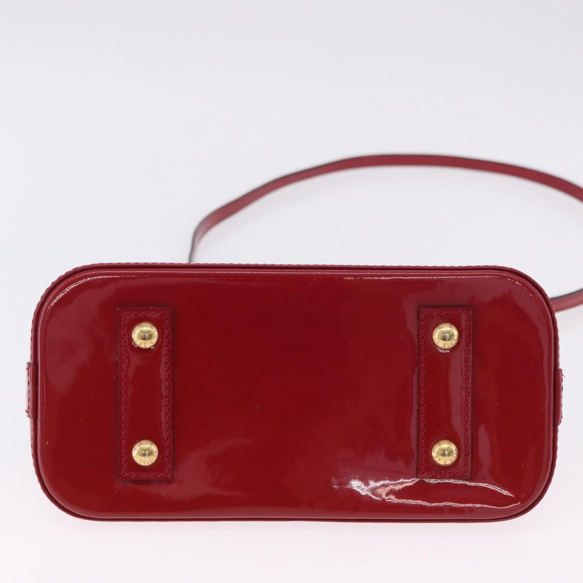 LOUIS VUITTON Monogram Vernis Alma BB Red Rose Andian M91771 LV Auth 194191