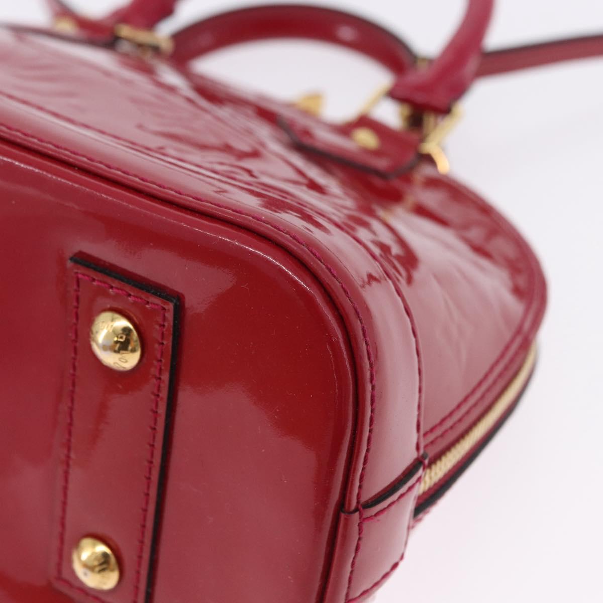 LOUIS VUITTON Monogram Vernis Alma BB Red Rose Andian M91771 LV Auth 194191