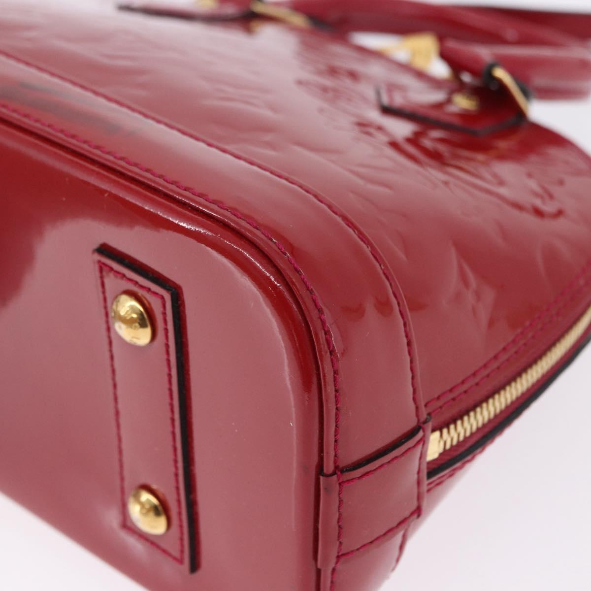 LOUIS VUITTON Monogram Vernis Alma BB Red Rose Andian M91771 LV Auth 194191