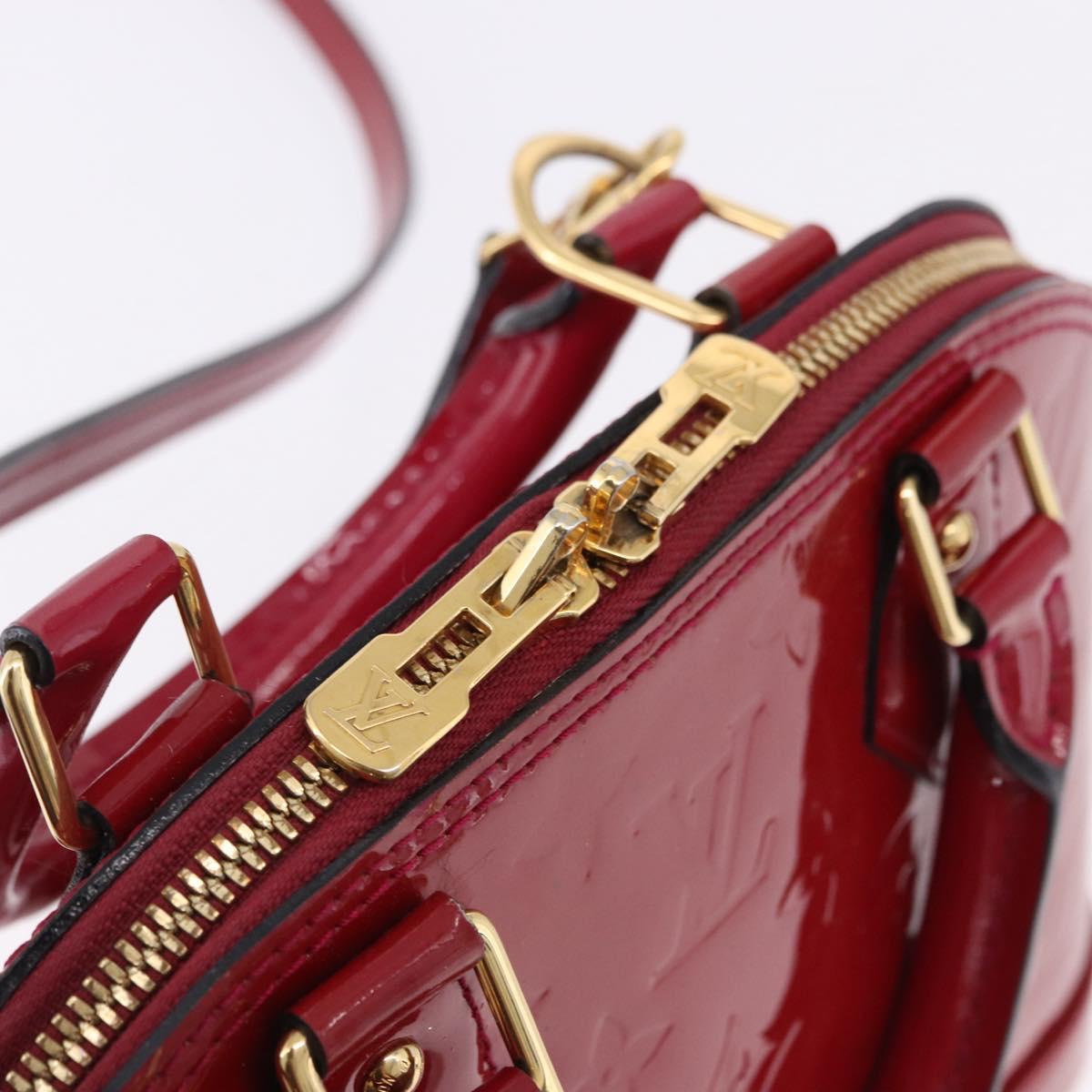 LOUIS VUITTON Monogram Vernis Alma BB Red Rose Andian M91771 LV Auth 194191