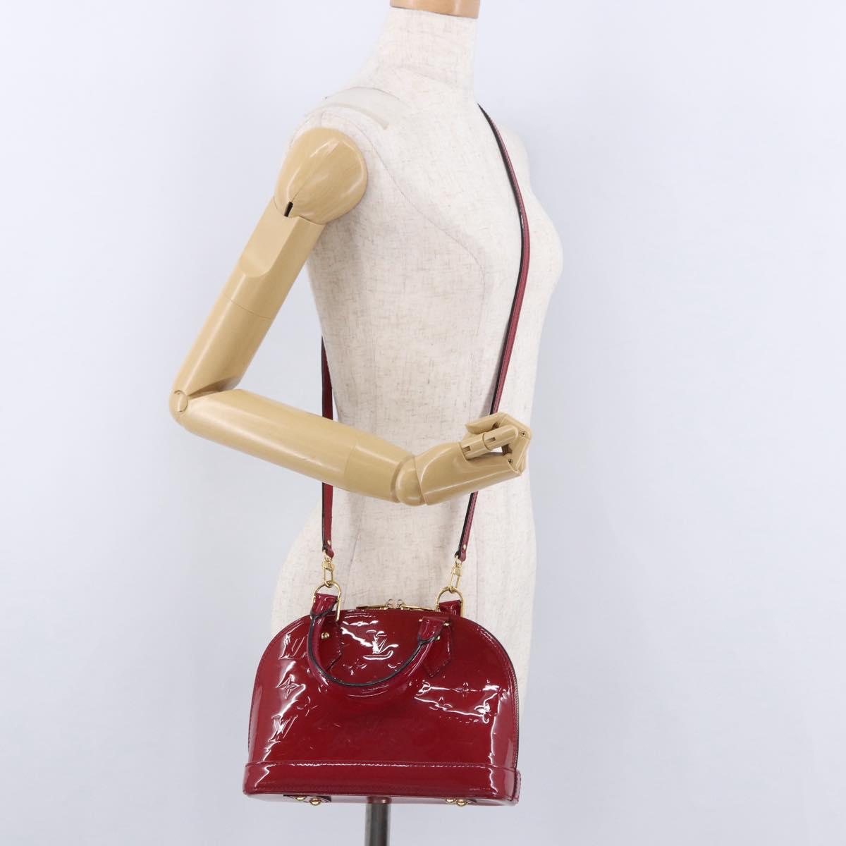 LOUIS VUITTON Monogram Vernis Alma BB Red Rose Andian M91771 LV Auth 194191